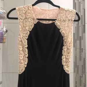 Xscape Black & Tan Lace Gown